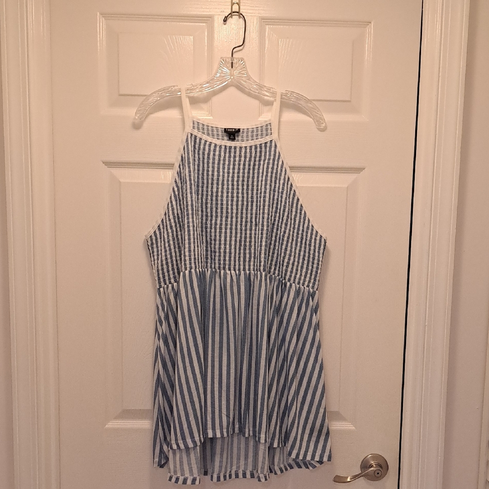 Torrid Blue and White Striped Tank Top